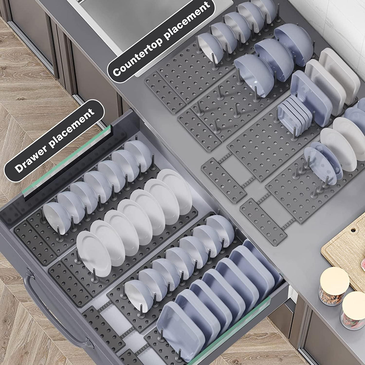 Adjustable Kitchen Drawer Organizer – Pegboard Storage Tray for Utensils & Essentials