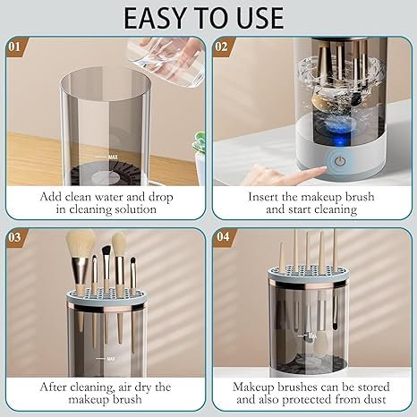Electric Makeup Brush Cleaner & Dryer – One-Button Automatic Cleaning Machine