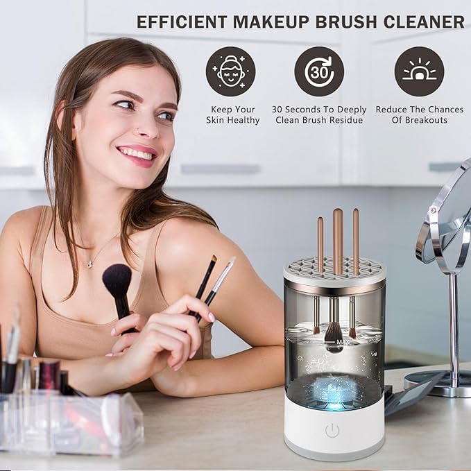 Electric Makeup Brush Cleaner & Dryer – One-Button Automatic Cleaning Machine