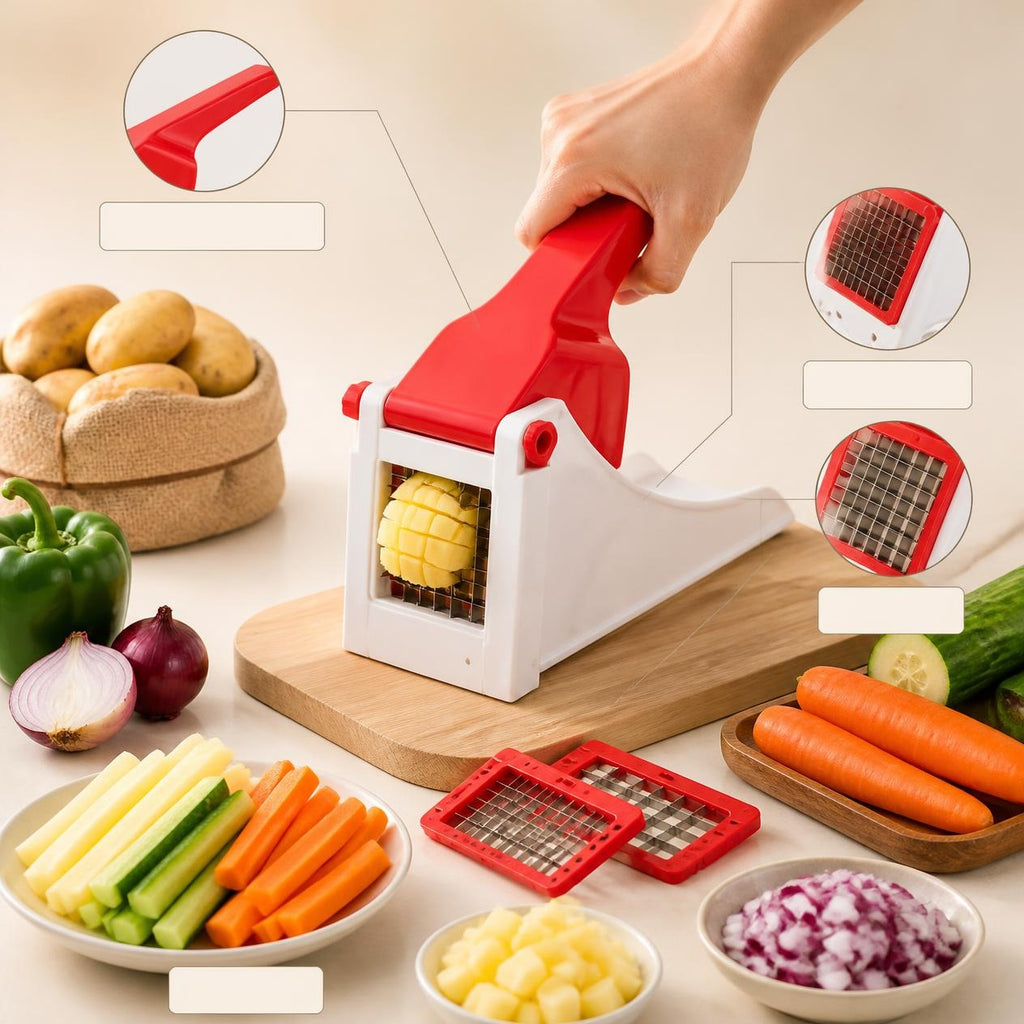 Heavy-Duty Manual Vegetable Chopper & Chipper | Multi-Function Kitchen Cutter