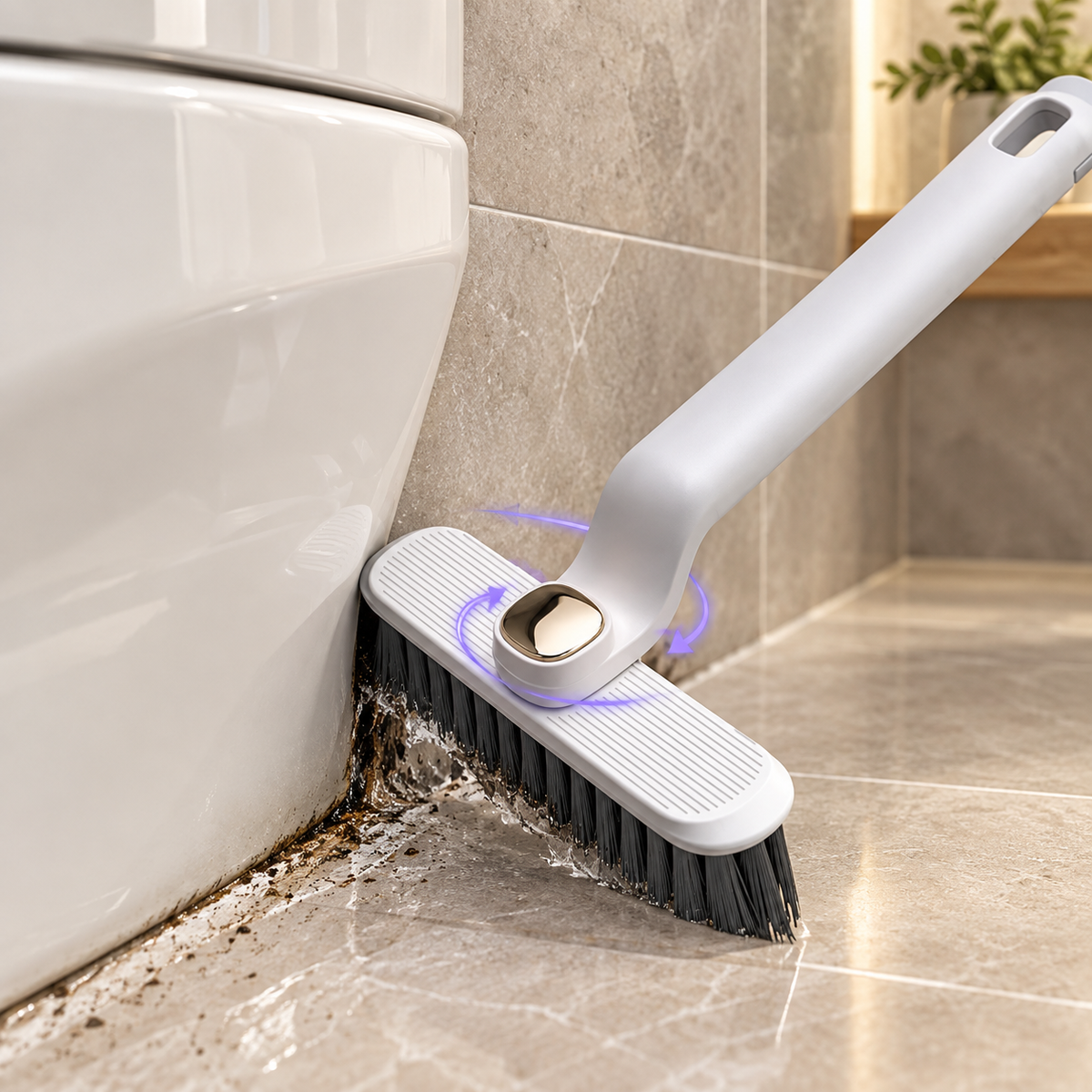 360° Rotating Crevice Cleaning Brush – Hard Bristle Deep Cleaning Tool