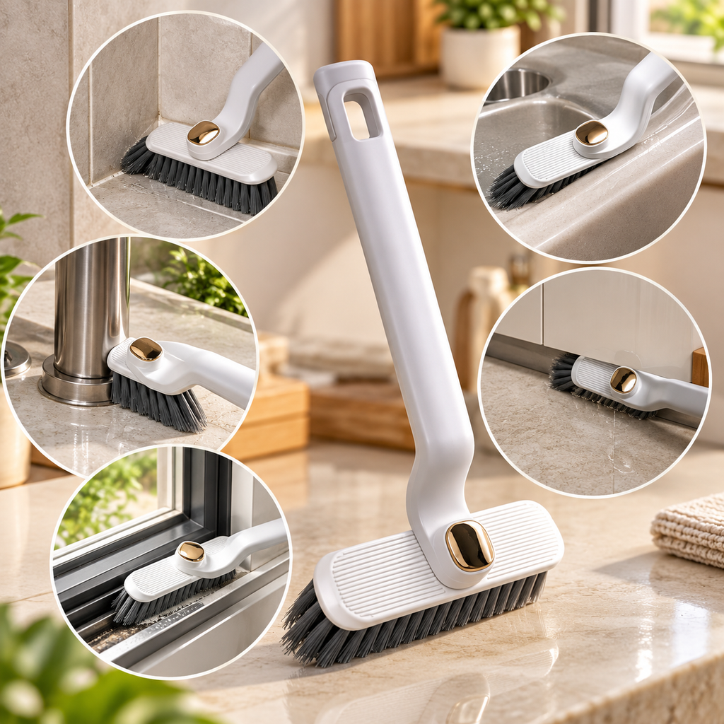 360° Rotating Crevice Cleaning Brush – Hard Bristle Deep Cleaning Tool