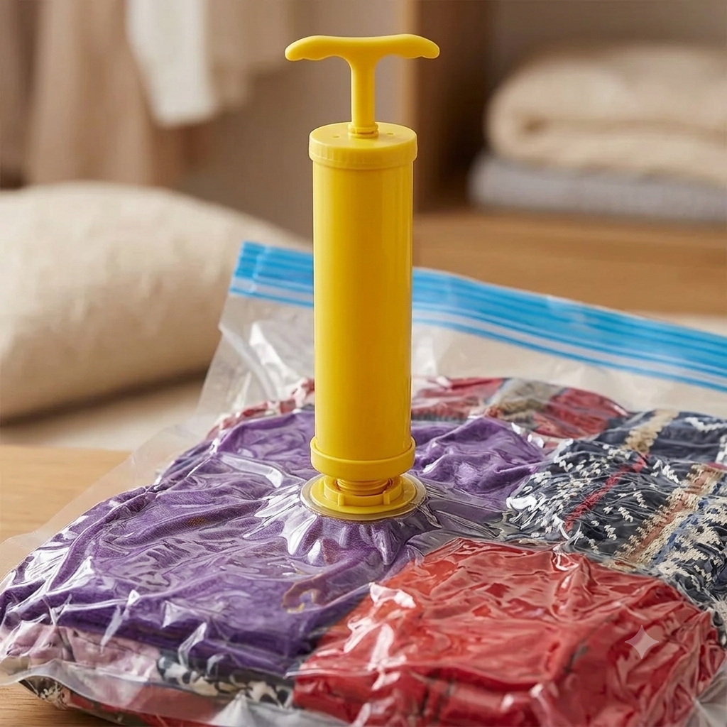 5-Piece Vacuum Storage Bags with Hand Pump – Space Saver Clothes Organizer