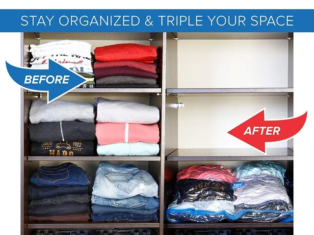 5-Piece Vacuum Storage Bags with Hand Pump – Space Saver Clothes Organizer