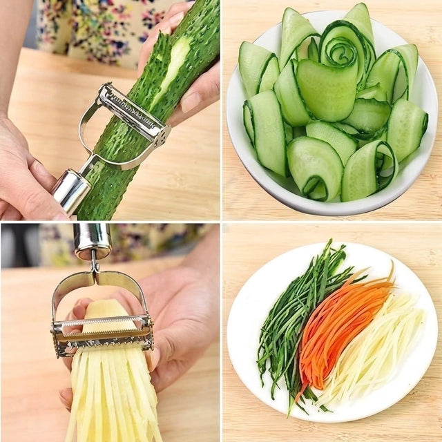 2-in-1 Stainless Steel Julienne Vegetable Peeler